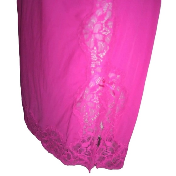 Victorias Secret Lingerie Pink Bows Lace Nightie Sexy Barbie Coquette Pinup Slip - Picture 5 of 10